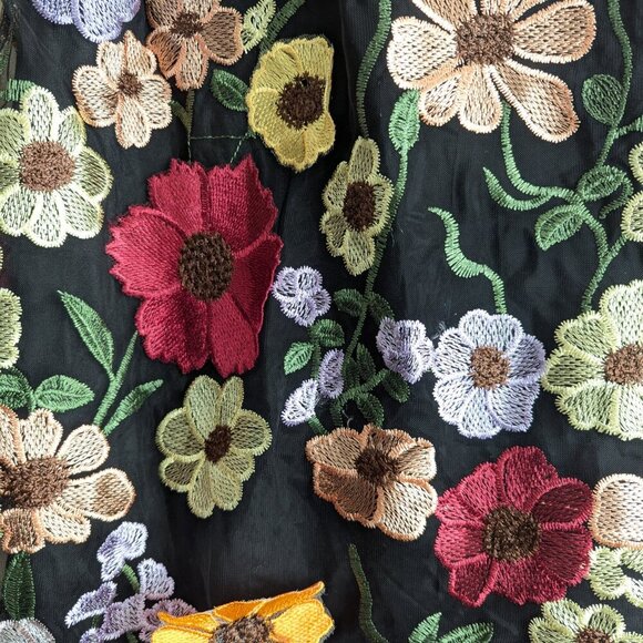 SHEIN Black Mini Dress with Colorful Floral Embroidery - Picture 3 of 9